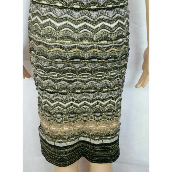 Minnie Rose Women's (M) Sleeveless Black, Gold, & Ivory Metallic Knit Deco Dress - Picture 8 of 12